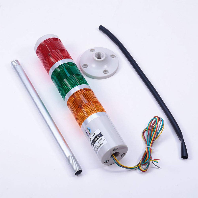  [AUSTRALIA] - Aicosineg Industrial Signal Light Column Tower Lamp Alarm Indicator for CNC Machines 3 Tiers Red Green Yellow Lights Without Continuous Sound 24V 3W 1Pcs