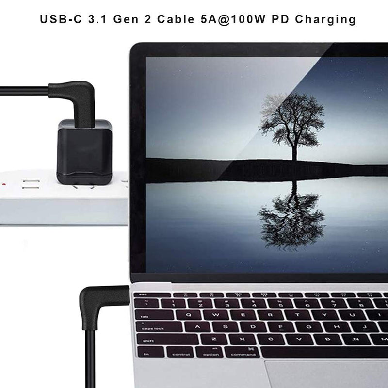  [AUSTRALIA] - QCEs USB C to USB C 3.1 Gen 2 Cable 10Ft, 90 Degree Type C Cable 100W PD Charging 10Gbps 4K Video Display Compatible with Oculus Quest, MacBook Pro/Air 2021 iPad Pro,Galaxy S21/Note 10,Pixel 3/4 XL