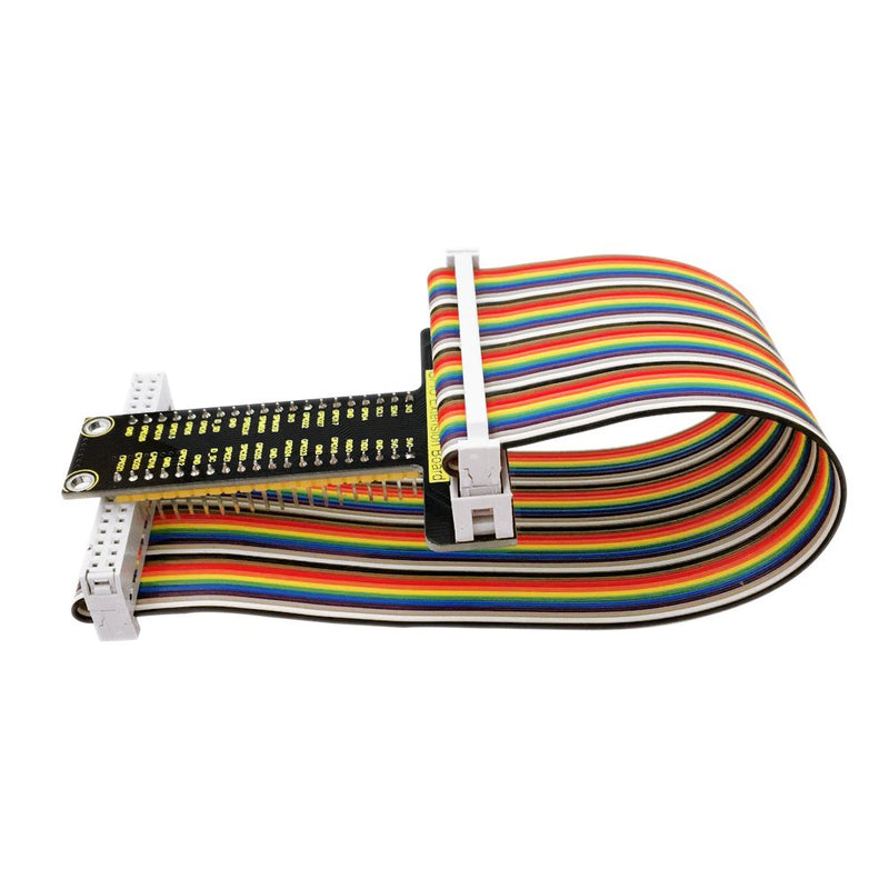  [AUSTRALIA] - KEYESTUDIO GPIO Breakout Kit for Raspberry Pi - Assembled Pi Breakout + Rainbow Ribbon Cable + 400 Tie Points Solderless Breadboard