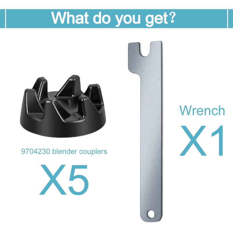  [AUSTRALIA] - 5Pcs 9704230 Blender Replacement Parts,Blender Coupler Accessories Rubber Gear Couplings,Compatible with KitchenAid WP9704230VP WP9704230--5 Coupler&1 Wrench 5 Coupler&1 Wrench