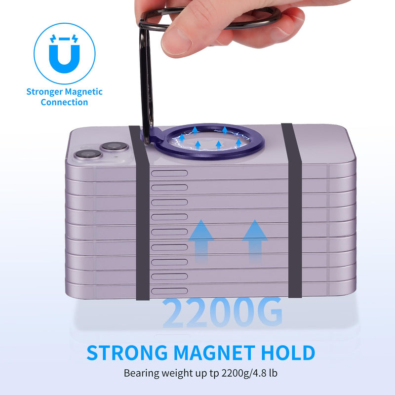  [AUSTRALIA] - Rimyam Magnetic Phone Ring Holder Stand for MagSafe Finger Grip Adjustable Phone Ring Kickstand Mag Safe Accessories for iPhone 14/13/12 Series Removable for Wireless Charging MAG Purple
