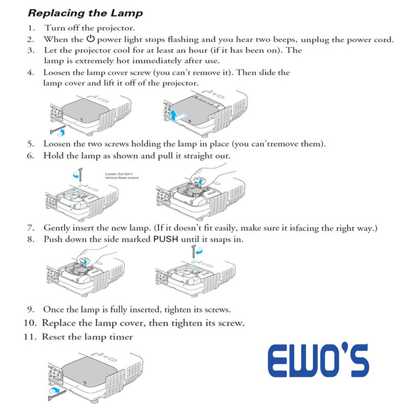  [AUSTRALIA] - EWO'S ELP50 Replacement Projector Lamp for Epson ELPLP50/V13H010L50 Powerlite 84 84+ 825 825+ 826W 826W+ 85 85+ Lamp Bulb Replacement