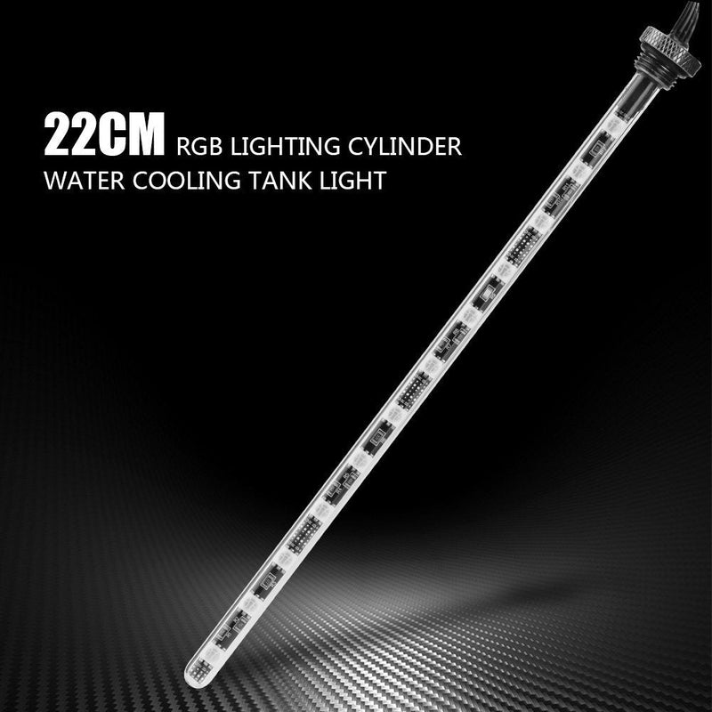  [AUSTRALIA] - 22CM Water Cooling Tank Light, Acrylic & Glass Cover RGB Computer Cylinder Water Cooler Tank Reservoir Light Universal Large 4P Connector LED Tube Lamp Lighting with Romote Control