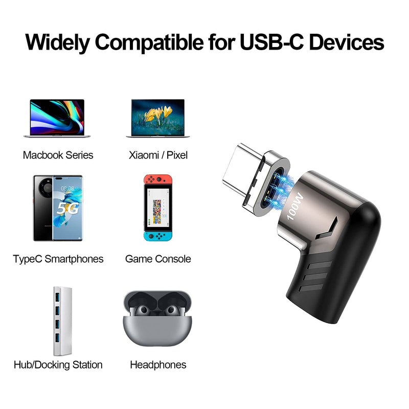  [AUSTRALIA] - Sisyphy Magnetic USB C Adapter 5Pins Type C Connector, Support USB PD 100W Quick Charge, 480Mbp/s Data Transfer, No Video Output, Compatible for MacBook Pro/Air and Mostly USBC Devices 1Pack*Black