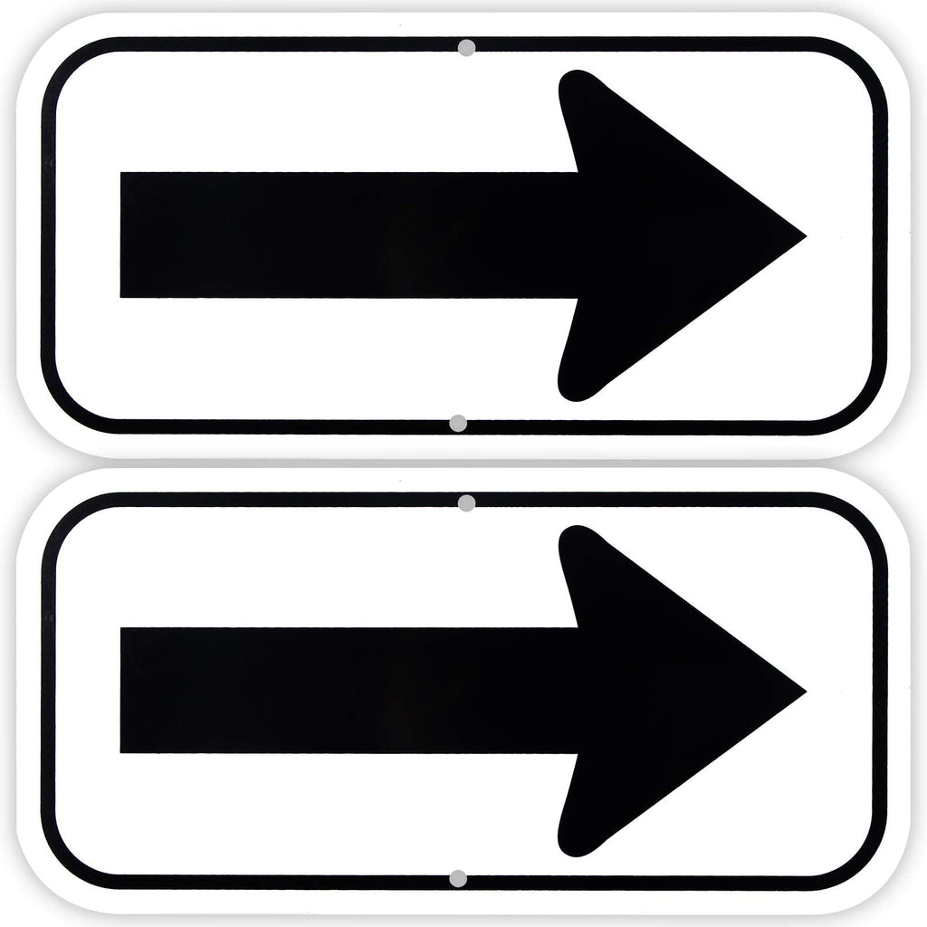  [AUSTRALIA] - 2-Pack Arrow Sign,for Indoor or Outdoor Use，12"x 6" .04" Aluminum Reflective Sign Rust Free Aluminum-UV Protected and Weatherproof