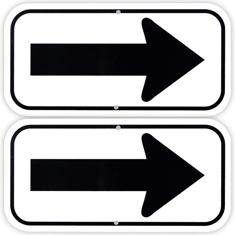  [AUSTRALIA] - 2-Pack Arrow Sign,for Indoor or Outdoor Use，12"x 6" .04" Aluminum Reflective Sign Rust Free Aluminum-UV Protected and Weatherproof