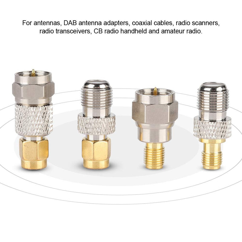  [AUSTRALIA] - Radio Converter, Portable 4Pcs Brass Aerial Connector F to SMA Radio Converter, Nickel Plated Brass Material, for Antennas, DAB Antenna Adapters, Coaxial Cables, Radio Scanners