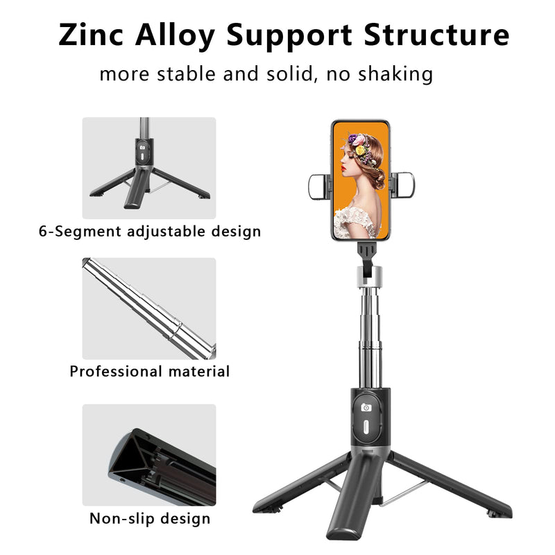  [AUSTRALIA] - Selfie Stick with Tripod, Selfie Stick with 2 Fill Light, 360 Rotation Phone Tripod Stand with Detachable Wireless Remote, Compatible with iPhone 13/12/11/XR/X/Pro Max, Samsung and Smartphone