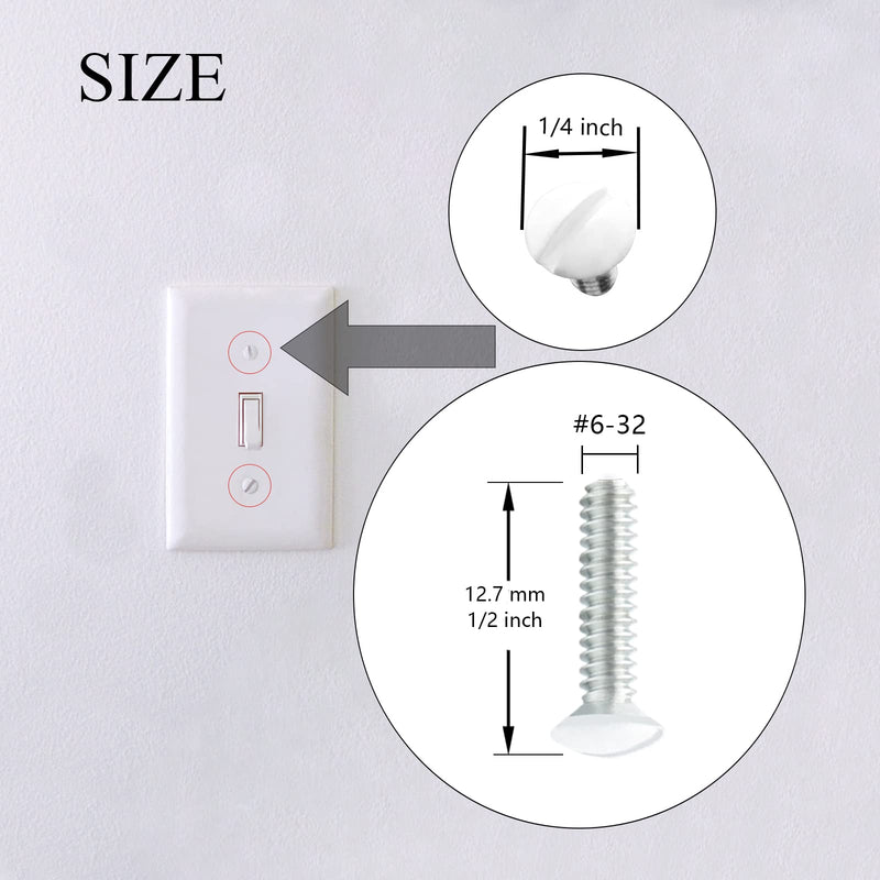  [AUSTRALIA] - Taezn 60 Packs Wall Plate Screws, 1/2 Inch Long 6-32 Thread White Screws for Wall Plates Perfect Replacement for Outlet Cover Screws,Switch Plate Screws, Light Switch Plate Screws, etc. 1/2", 60 pcs