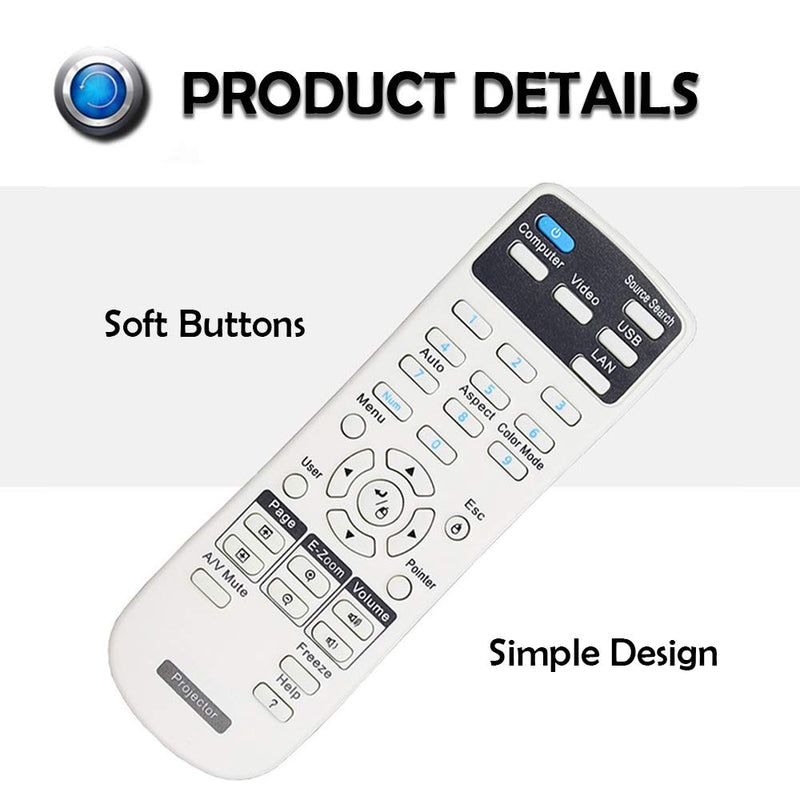  [AUSTRALIA] - Universal Projector Remote Control for Epson Home Cinema, Powerlite, EB-, EX, VS, H, BrightLink, EMP- Series Projectors for Epson Projector Remote