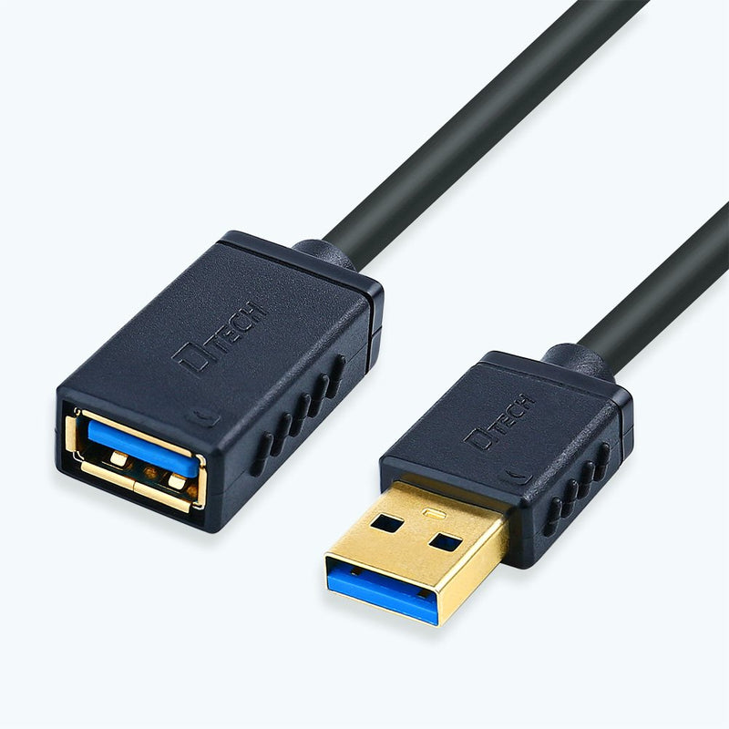  [AUSTRALIA] - DTECH 6ft USB 3.0 Extension Cable Type A Male to Female Port Cord with Gold Plated Connector (Black, 6 Feet)