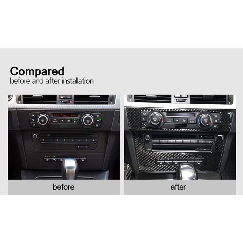 Thor-Ind Carbon Fiber AC Air Conditioning CD Control Console Panel Trim Cover Frame for BMW Old 3 Series E90 E92 E93 2005-2012 Car Interior Accessories Stickers Decor (with Navigation A) - LeoForward Australia