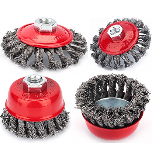  [AUSTRALIA] - Wire brush angle grinder, professional disc brush sanding brushes, 4 pieces knotted sanding brush for angle grinder cone brush, M14 x 4 (2 x 3 inches + 2 x 4 inches) 2 x 3 inches + 2 x 4 inches