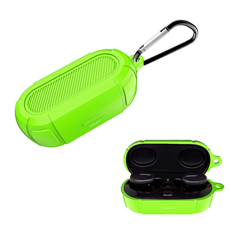  [AUSTRALIA] - WQNIDE Bose Sport Earbuds Case Cover Soft Silicone Protective Cases Cover Skin Designed for Bose Sport Earbuds Case，with Keychain (Glowing Green) Fluorescent green