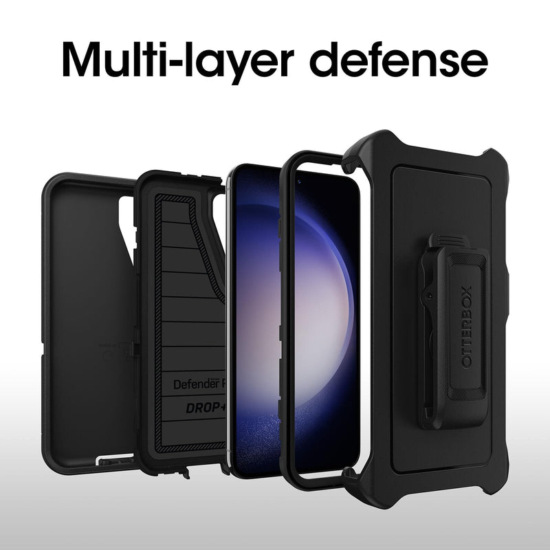  [AUSTRALIA] - OtterBox Galaxy S23 (Only) - Defender Series Case - Black, Rugged & Durable - with Port Protection - Includes Holster Clip Kickstand - Microbial Defense Protection - Non-Retail Packaging