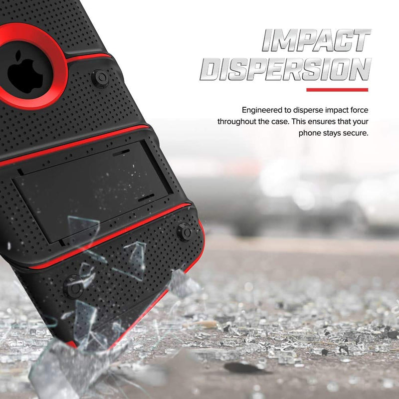  [AUSTRALIA] - ZIZO Bolt Series for iPhone Xs Max case Military Grade Drop Tested with Tempered Glass Screen Protector, Holster, Kickstand Black RED Black/Red