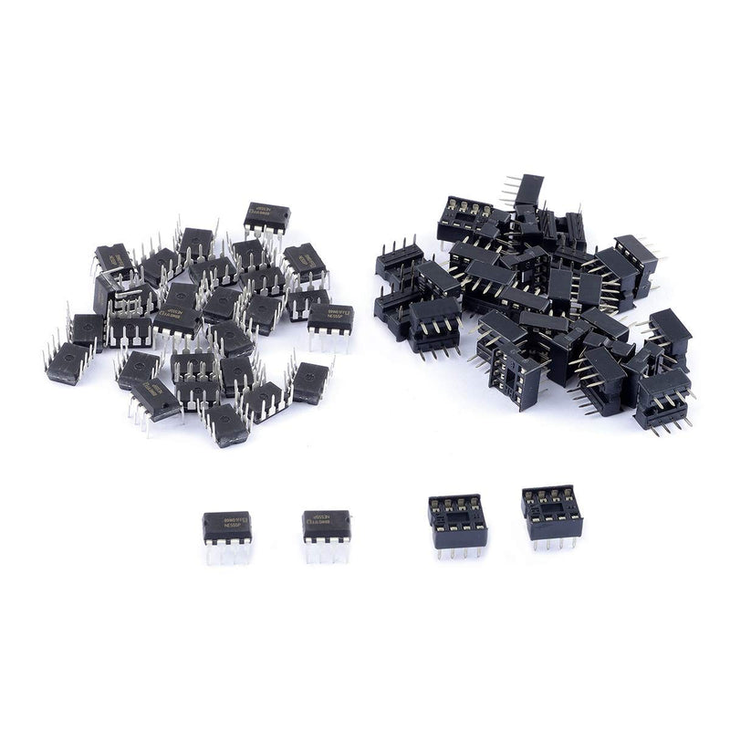  [AUSTRALIA] - HUAZHU 30Pcs NE555P Single Precision Timer with Sockets, NE555N NE555 Timer Chip IC Pulse Generator (Pack of 30) CYT1108