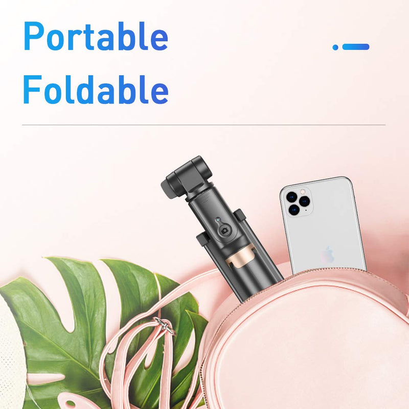  [AUSTRALIA] - Gimbal Stabilizer For Smartphone, APEXEL 360° Rotation Auto Balance Small Portable Handhold Selfie Stick Tripod With Wireless Remote, 1-Axis Lightweight Extendable Stabilizer Gimble Iphone Phone Gopro