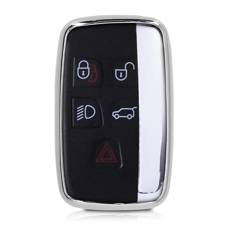  [AUSTRALIA] - kwmobile Car Key Cover for Land Rover Jaguar - Soft TPU Silicone Protective Key Fob Cover for Land Rover Jaguar 5-Button Remote Car Key - Stars Snow Globe Silver/Metallic Silver