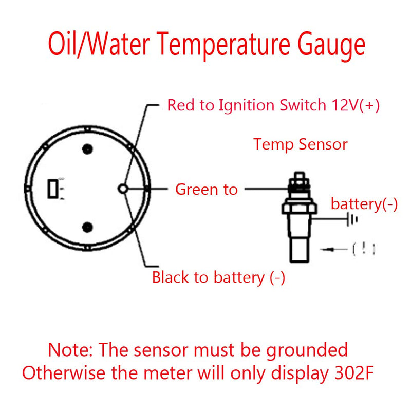  [AUSTRALIA] - ESUPPORT Car 2" 52mm Digital Water Temp Gauge Blue LED Fahrenheit F Water Temp F Gauge