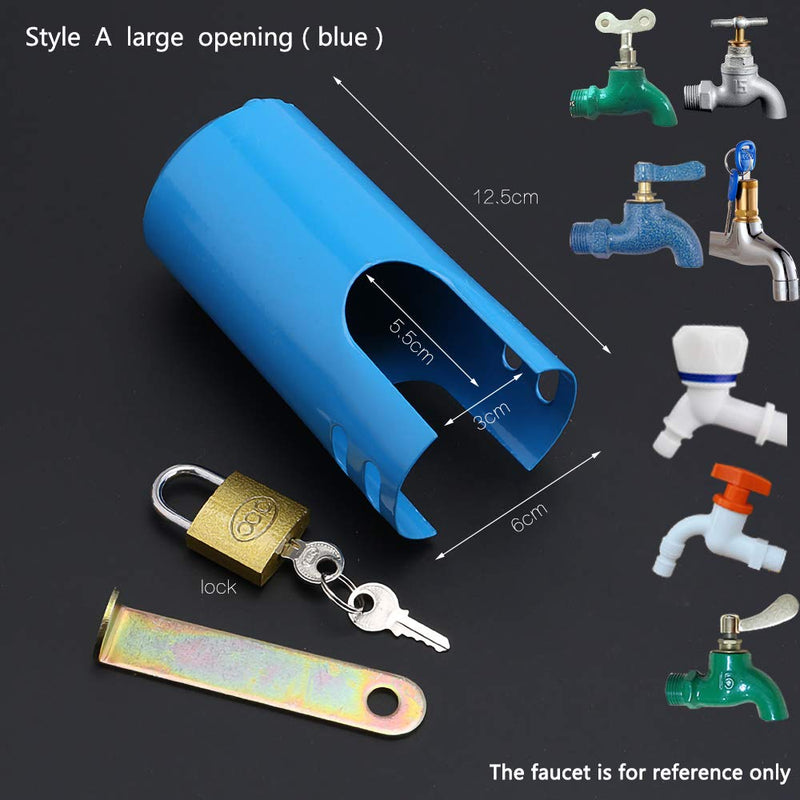  [AUSTRALIA] - Faucet Lock, Multi-Purpose Protective Cover for tap Faucet and Valve Outdoor,tap Lock Padlock Outdoor Faucet Locking Anti-Theft System (Style A - Large Opening（Blue）) Style a - Large Opening（blue）