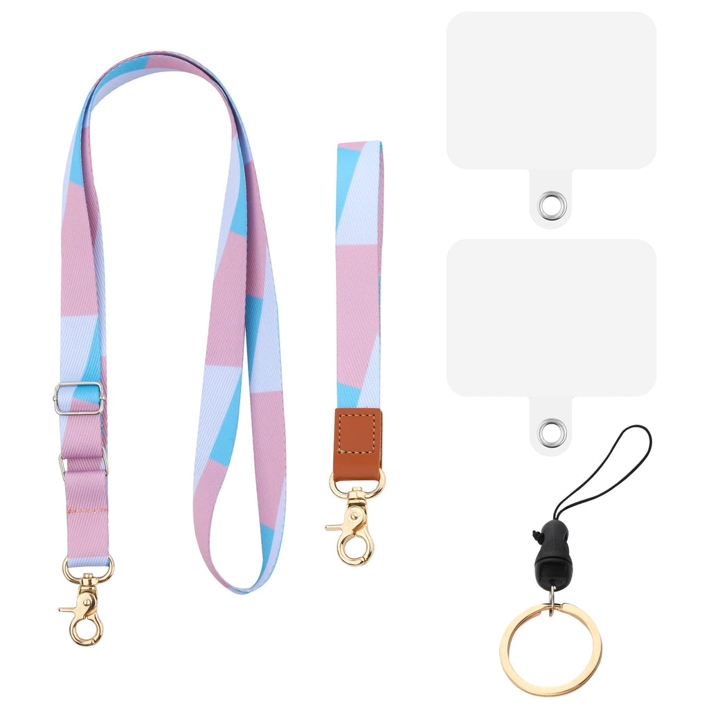  [AUSTRALIA] - Lanyard and Wrist Strap Set, Phone Lanyard Strap Set with 2 Tether Tabs Adjustable Lanyard for Cell Phone Around The Neck for Most Phones, Keys, Id Badges, Card Holder