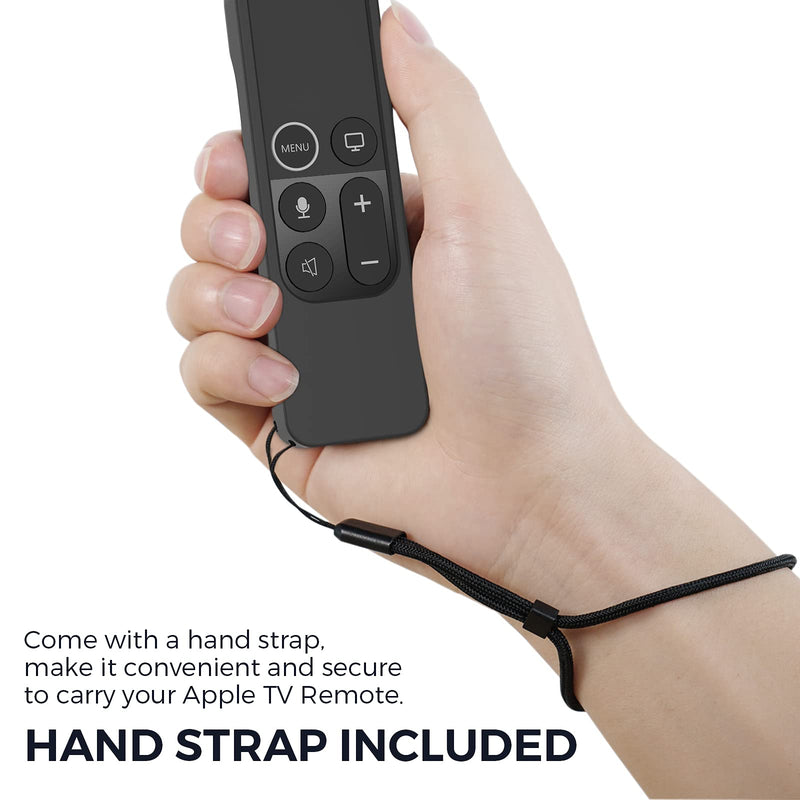  [AUSTRALIA] - AhaStyle Protective Case for Apple TV Remote with AirTag Holder, Anti Slip Silicone Cover Compatible with 2017 Apple TV 4K [1st Generation] and 2016 Apple TV HD (Black) Black