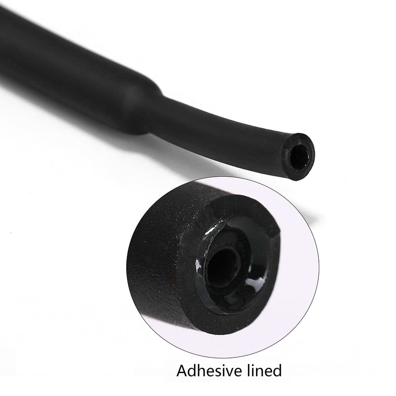  [AUSTRALIA] - Ginsco 5 Ft 3:1 Ratio 1/2" 12.7mm Heat Shrink Tubing Adhesive Lined Marine Grade Shrink Wrap Tube Black 1/2"-5Ft