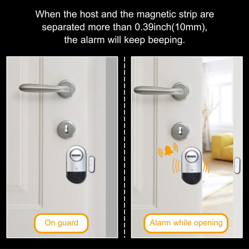  [AUSTRALIA] - Door Window Alarm 2 Pack Noopel Home Security Wireless Magnetic Sensor Burglar Anti-theft 120DB Alarm with Batteries included - DIY Easy to Install (2)