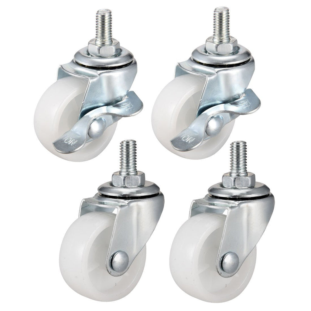  [AUSTRALIA] - uxcell 1.5 Inch Swivel Caster Wheels PP 360 Degree Threaded Stem Caster Wheel M8 x 15mm, 132lb Total Load Capacity, Pack of 4 (2 with Brake, 2 No Brake)