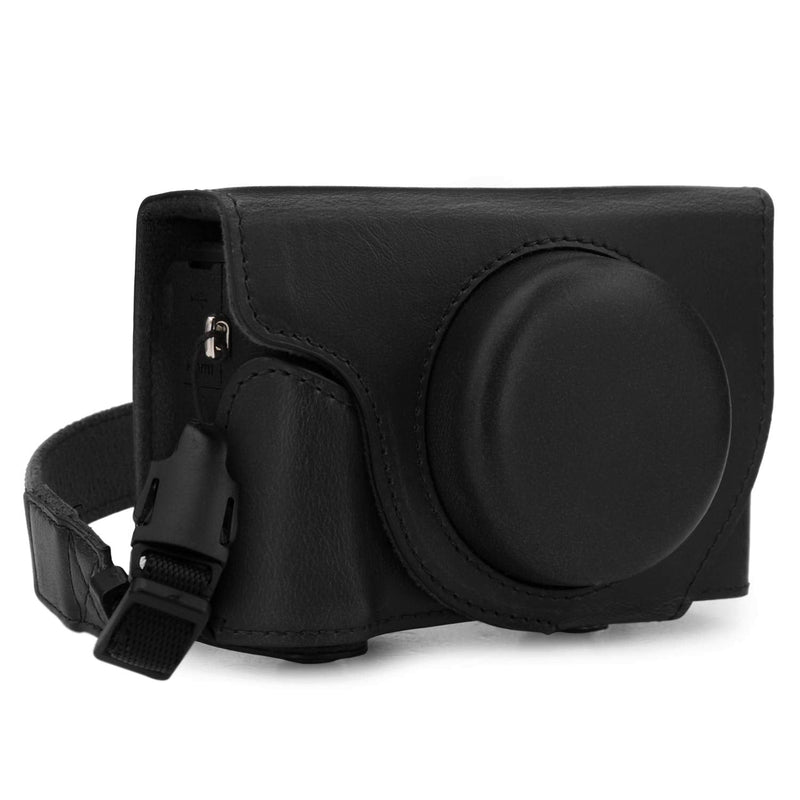  [AUSTRALIA] - MegaGear Ever Ready Leather Camera Case Compatible with Canon PowerShot G5 X Mark II Black