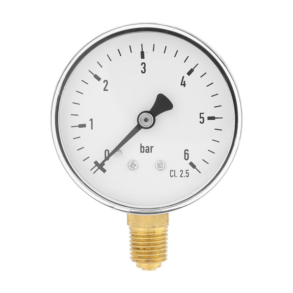  [AUSTRALIA] - Mini pressure gauge for air, oil or water, 60mm pressure display with 1/4 inch NPT thread connection, 0-6 bar display range