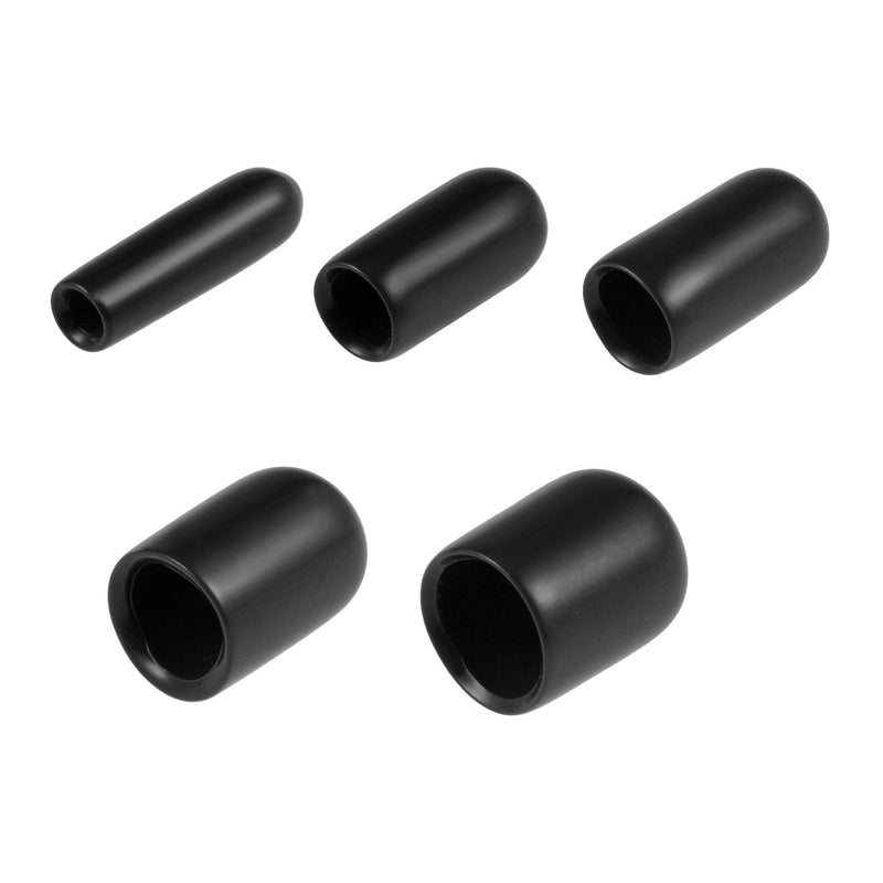  [AUSTRALIA] - uxcell 50pcs Round Rubber End Caps 1/8" 3/16" 1/4" 5/16" 3/8" Black Vinyl Cover Screw Thread Protectors Assortment Kit(3mm 5mm 6mm 8mm 9.5mm)