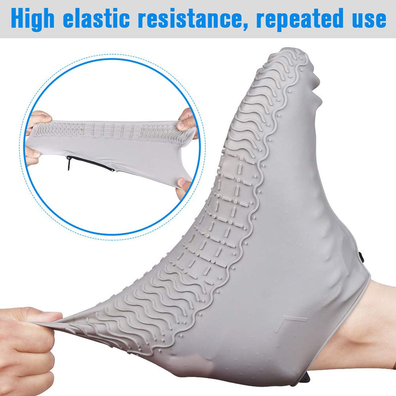  [AUSTRALIA] - Shiwely Waterproof Shoe Covers, Silicone Reusable Shoe Cover Non-slip Durable Zipper Elastic Rain Cover Protection for Men Women (XL (Women 11.5-14, Men 11-14), Grey) XL (Women 11.5-14, Men 11-14)