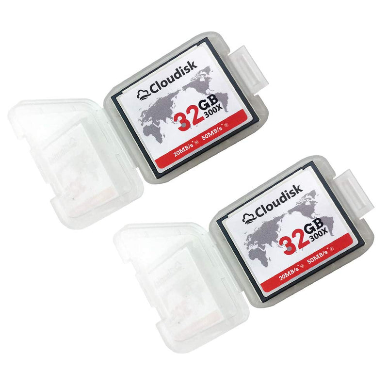  [AUSTRALIA] - Cloudisk Compact Flash Memory Card CF Card High Speed Reader Camera Card for DSLR (32GB2PK) 32GB*2PK