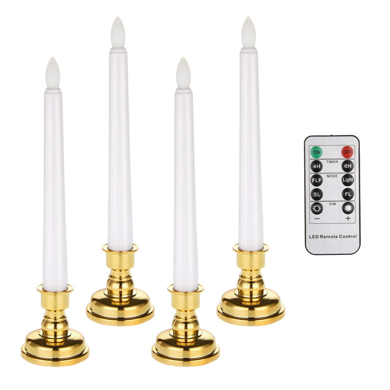  [AUSTRALIA] - Flameless Taper Candles, Cimetech Battery Operated LED Candle Light with Remote Timer for Dinner Churches Table Weddings Birthday Party Decor(Pack of 4) Pack of 4