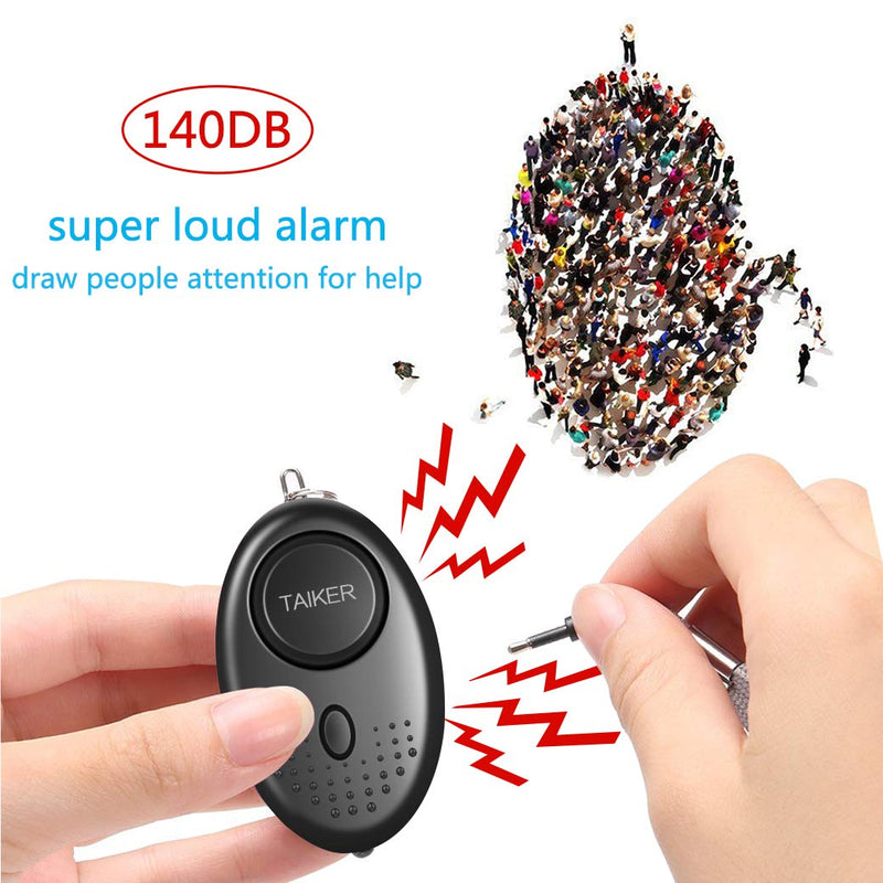  [AUSTRALIA] - Personal Alarm for Women, 10 Pack 140DB Emergency Self-Defense Security Alarm Keychain with LED Light for Women Kids and Elders Black & White