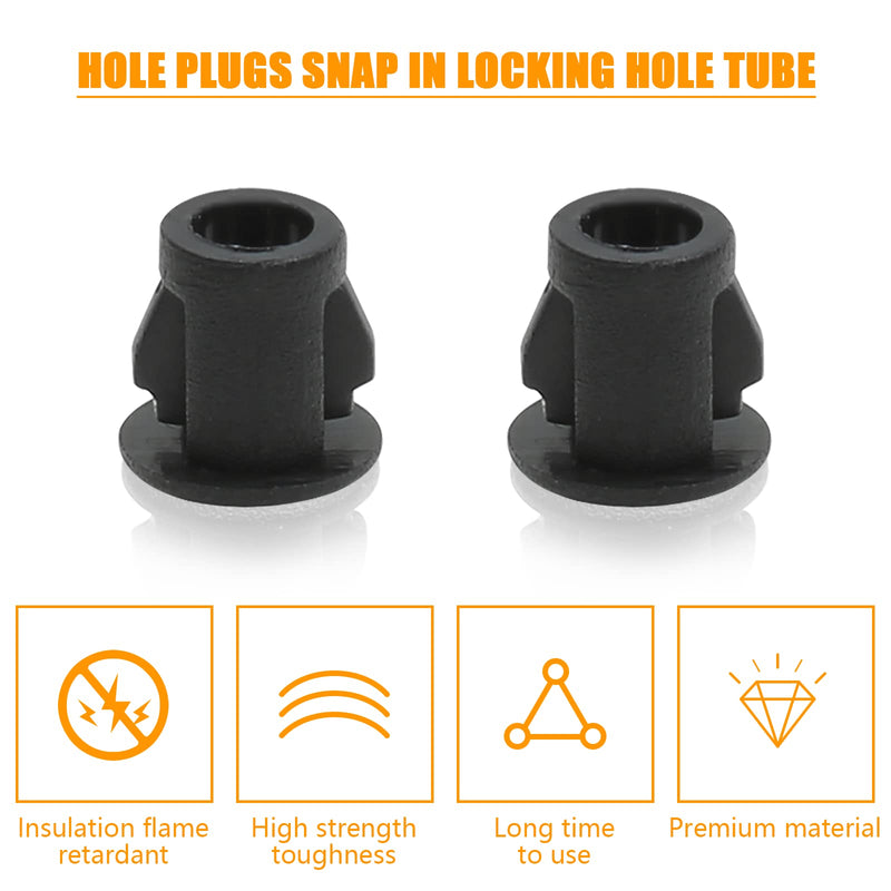  [AUSTRALIA] - Suiwotin 100PCS 5mm/0.19" Black Hole Plugs Plastic Flush Type Hole Plugs Snap in Locking Hole Tube, Furniture Fencing Post Pipe Insert End Caps (Black) 5mm (0.19")