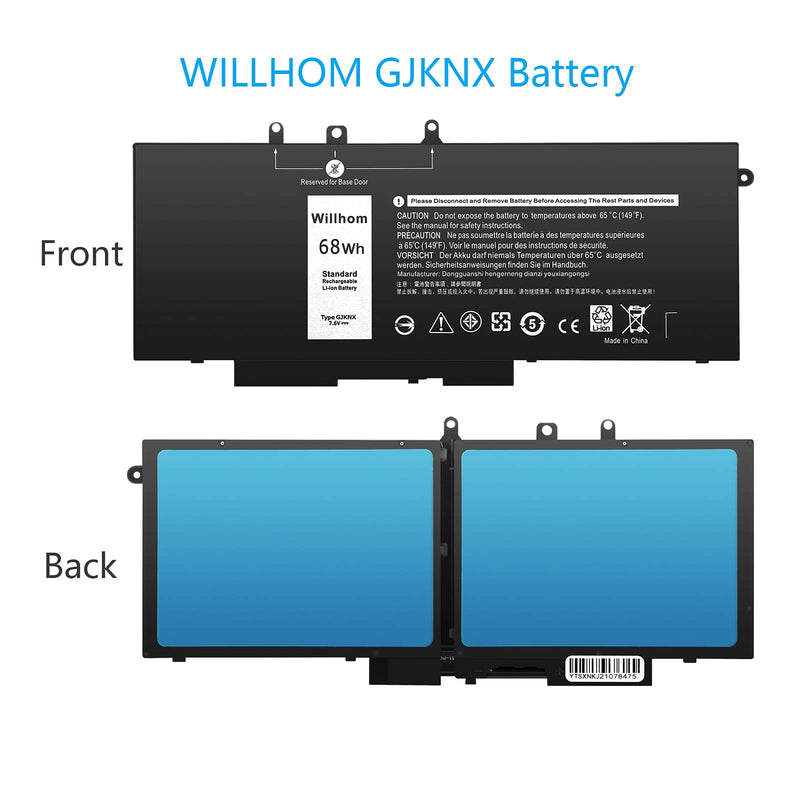  [AUSTRALIA] - Willhom GJKNX Laptop Battery Replacement 68Wh for Dell Latitude 5480 5580 5280 5590 5490 E5480 E5580 E5490 E5590 Precision 15 3520 3530 Series GD1JP 0GD1JP DY9NT 0DY9NT 5YHR4 451-BBZG 7.6V 8500mAh