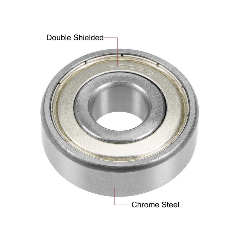  [AUSTRALIA] - uxcell 6302ZZ Deep Groove Ball Bearing 15x42x13mm Double Shielded Chrome Steel Bearings 2-Pack 15mmx42mmx13mm