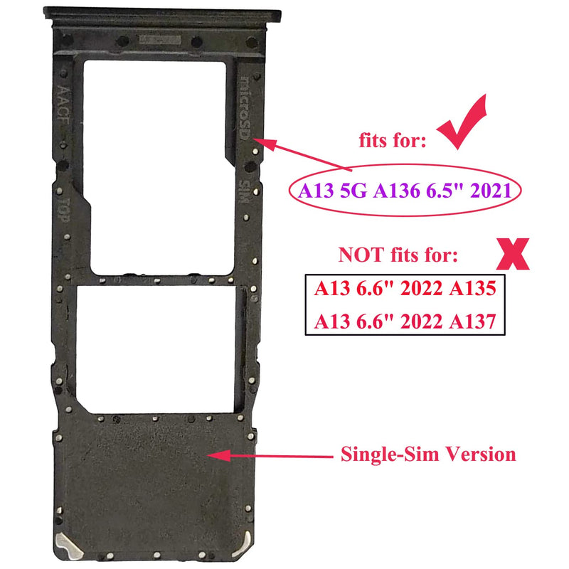 [AUSTRALIA] - Ubrokeifixit Galaxy A13 5G A136 Single Sim Card Tray Slot Holder Replacement for Samsung Galaxy A13 5G SM-A136U A136U1 A136W 2021 6.5",with Eject Pin (A13 5G A136-Black) A13 5G A136-Black