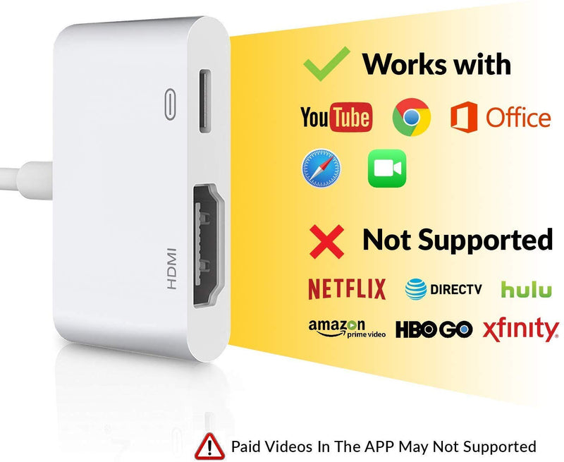 [AUSTRALIA] - Wahbite Lightning to HDMI Adapter, Digital Audio AV dongle, 1080P Video AV Converter Cable, Wahyoo HDMI Sync Screen Connector for iPhone 12 11 XR XS Max X 8 7 6 Plus to HD TV Projector Monitor