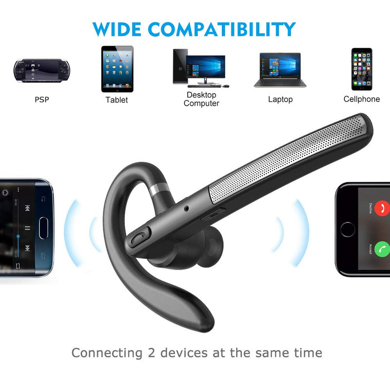  [AUSTRALIA] - Bluetooth Headset Bluetooth Earpiece for Cellphones - BlueFit Wireless Blue Tooth 5.0 Head Set in-Ear Piece w/Mic Microphone for Cell Phone Hands-Free Noise Canceling for Car