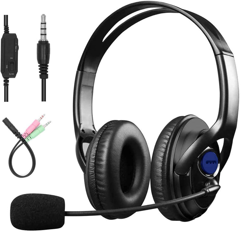  [AUSTRALIA] - SUMCOO 3.5mm Computer Headset with Microphone, Comfort-fit Office Computer Headphone with On-Line Volume Control, Over-The-Head Headset for Webinar Laptop Call Center Students Online Study