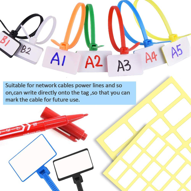  [AUSTRALIA] - SIQUK 160 Pieces Zip Tie Tags Colorful Zip Tie Labels in 4/6 Inches Self Locking Cable Tie Marker with 288 Pcs White Labels and 3 Pcs Marker