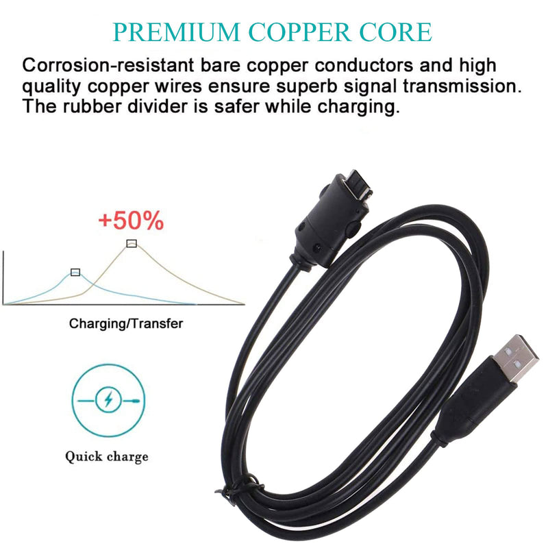  [AUSTRALIA] - SUC-C2 USB Charging Cable Data Transfer Cord Replacement for Samsung Digital Camera NV3 NV5 NV7 I5 I6 I7 I70 NV20 L70 L73 L74 L730 L830 L83T U-CA5 NV8 NV10 NV11 NV15 I85 (1.5m/Black)