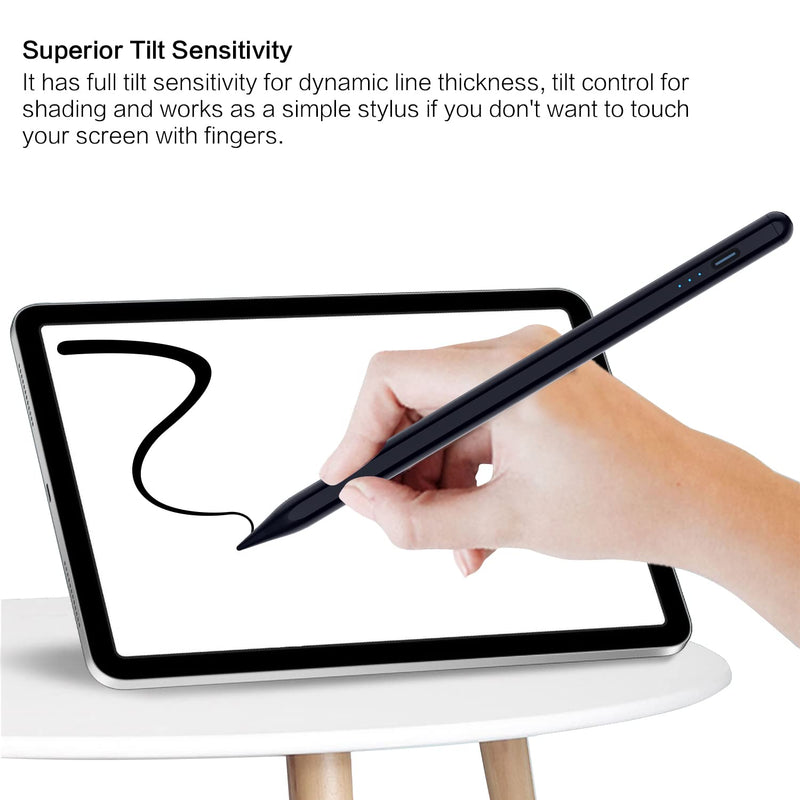  [AUSTRALIA] - Stylus Pen for iPad, Upgraded Tip Tilt Sensitivity iPad Pencil for iPad Pro 2021 11/12.9 Inch(2018-2021), iPad 8th Generation, iPad 7/6th, iPad Air 4th/3rd, Palm Rejection Magnetic Stylus Pen, Black