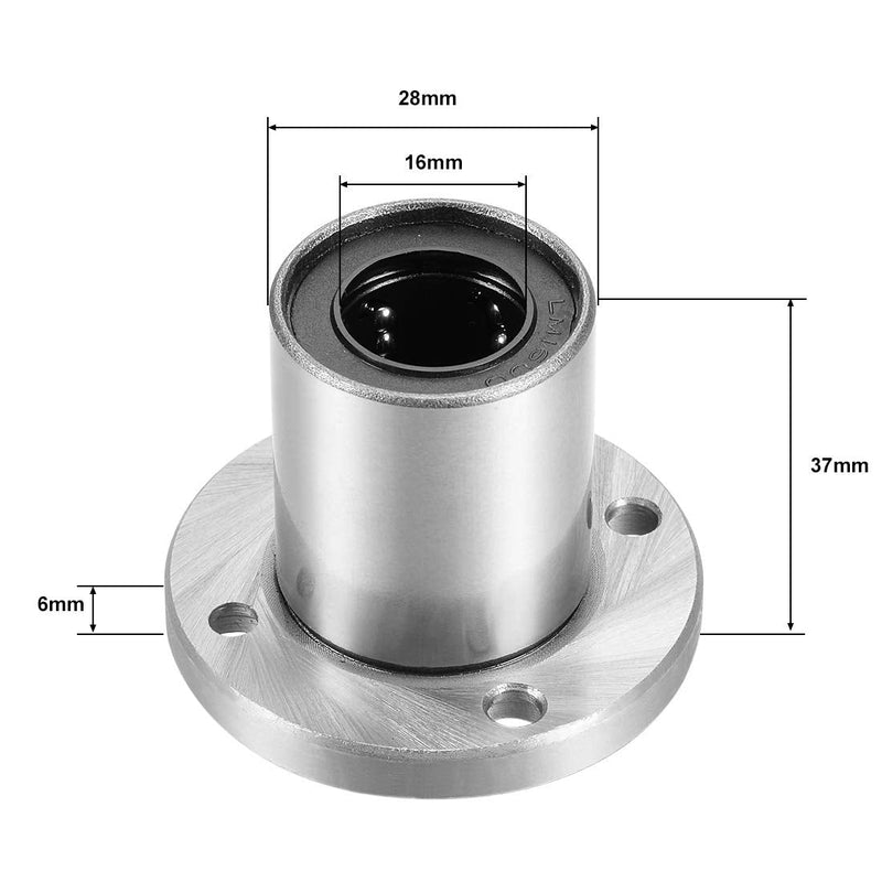  [AUSTRALIA] - uxcell LM16UU Round Flange Linear Ball Bearings, 16mm Bore Dia, 28mm OD, 37mm Length(Pack of 2)