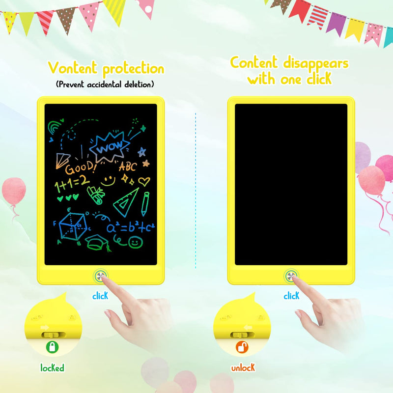  [AUSTRALIA] - LCD Writing Tablet Doodle Board, Colorful Drawing Pad, Electronic Drawing Tablet, Drawing Pads,Travel Gifts for Kids Ages 3 4 5 6 7 8 Year Old Girls Boys (10.5 inch, Pink+Yellow) 10.5 inch Pink&Yellow