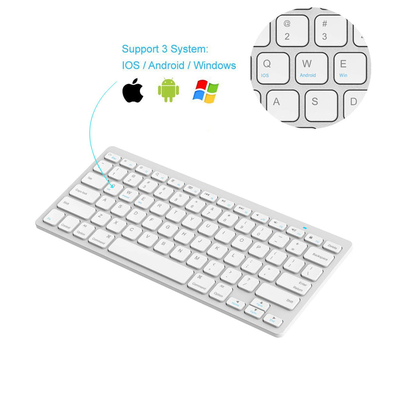  [AUSTRALIA] - Arteck Ultra-Slim Bluetooth Keyboard Compatible with iPad 10.2-inch/iPad Air/iPad 9.7-inch/iPad Pro/iPad Mini, iPhone and Other Bluetooth Enabled Devices Including iOS, Android, Windows Silver